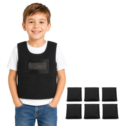 Weighted Vest for Kids with Sensory Needs,Weighted Adjustable Compression Vest-Deep Pressure for Children with Autism,ADHD,SPD Girls & Boys (with 2.65 lbs Removable Weights)