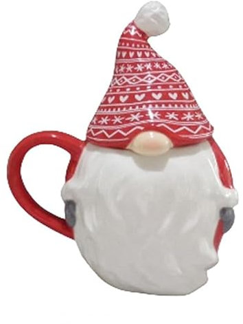 Puckator Scandi Christmas Gonk Ceramic Lidded Animal Mug - Funny Home Accessories - Cute Gifts for Girlfriend - Large Mugs for Men Women Hot Drinks - Cups Presents - Secret Santa Gift Cup Set