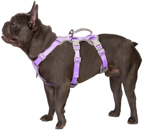 Huntboo Imbracatura a prova di fuga, imbracatura per cani antiscivolo a prova di fuga, imbracatura completamente riflettente con maniglia, traspirante, regolabile per cani di media taglia