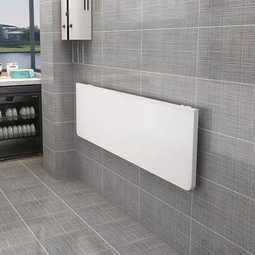HUOLE Tavolo pieghevole a parete Piano da tavolo Tavolo da pranzo pieghevole Tavolo da cucina a parete Tavolo pieghevole a parete per l'ufficio Cucina sala da pranzo-80 * 50 * 1,6 cm-Bianco
