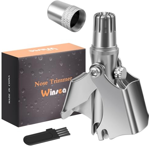 Winsea Stainless Steel Hair Trimmer for Men and Women - Manual Nose and Ear Hair Trimmer, Nose Clippers, 360° Rotating Hair Trimmer, Washable Nose Hair Remover