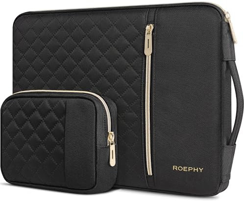 ROEPHY 15.6-16 Inch Laptop Sleeve Case with Accessories Pouch,Waterproof Computer Protective Bag for Macbook 16/Lenovo Yoga 720 IdeaPad 320 / Acer Aspire/HP ENVY/Dell XPS, Black