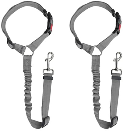 CGEAMDY 2 Pièces Ceinture Sécurité pour Chien Voiture, Réglable Harnais Voiture Chien Chat, Multifonction Nylon Ceinture Chien, Automobile Universel Intérieur Accessoires Protection Animaux(Gris)