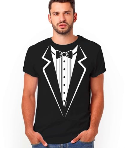 Mens Tuxedo Shirt Funny Black Tie Costume Tee Wedding Party