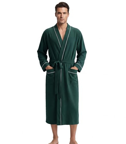 U2SKIIN Men's 100% Cotton Lightweight Robe Soft Breathable Spa Bathrobe for Men