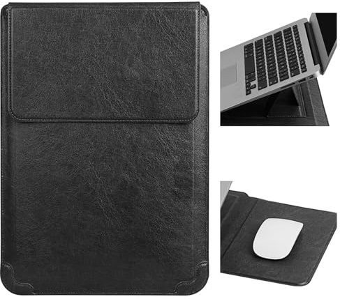 HoYiXi 14 Pollici Custodia con Supporto per Laptop-Compatibile con Mac Book Pro 14 2021/ASUS Vivobook 14/HP Pavilion X360/IdeaPad 14,For Dell HP Acer Huawei 13.3-14'' Laptop Sleeve Case,Nero