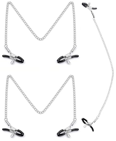 ZKUNL 3 Paires Pince Teton Sexuelle en Métal avec Chaîne,Jouets de Mamelon pour Jeu BDSM,Stimulation Sensuelle et Plaisir Intense,BDSMs Set Accessoires,Sex Toýs Couple, Noir