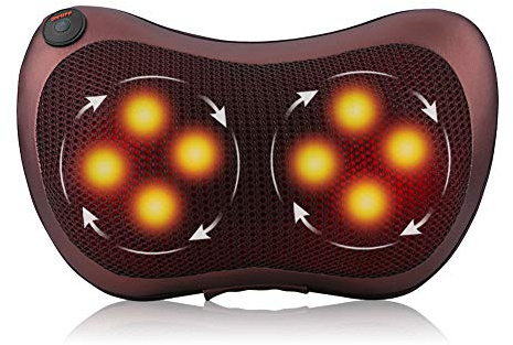 Akozon Shiatsu Nacke Axel Ryggmassagekudde 8 Rollers Värmekudde (Kaffe)
