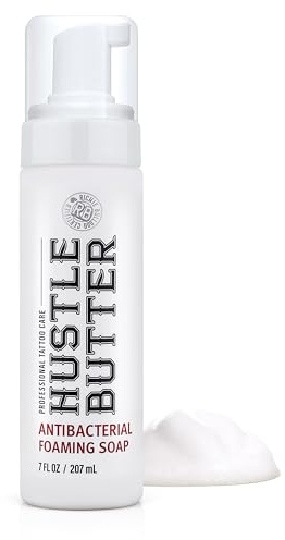 Hustle Bubbles Tattoo Aftercare Tattoo Soap - Dermatologist Tested Cleanser To Clean New Tattoos & Piercings - Essential Body Art Supplies 7oz