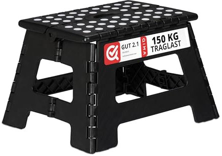 Relaxdays Taburete Plegable, Portátil, Escalón Baño, para Niños o Viajes, Resiste hasta 150 kg, 22 x 35 x 28 cm, Negro