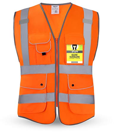 HPHST varningsväst för herr och dam hög synlighet cykelväst med dragkedja reflekterande väst arbetsväst EN ISO 20471 (orange XX-Large)