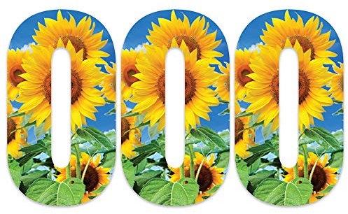 Pack of 3 Sunflower Number Stickers for Wheelie Bins - 0 ideal for Home, Office, Out Door Wheelie Bins V1090 Packwith®