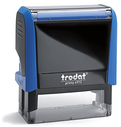 Trodat Printy 4913 - Custom - Gehäusefarbe Blau (Abdruckfarbe Schwarz) - 58x22mm - 6 Zeilen - personalisierbarer Namensstempel, Adressstempel oder Firmenstempel