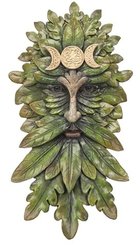 Escultura de pared Greenman Dios celta con triple luna