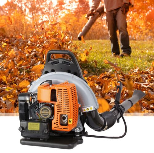 Aspirador de hojas de gasolina de 63 cc, soplador de hojas de gasolina con potente motor de 2 tiempos rápido de hojas y malas hierbas