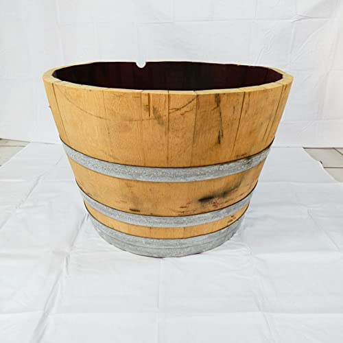 Vino Chileno Pot de fleurs, tonneau en bois pour plantes, tonneau de vin coupé en deux