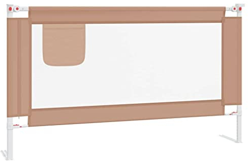 vidaXL Kleinkind Bettschutzgitter Bettgitter Kinderbettgitter Babybettgitter Gitter Kinderbett Babybett Rausfallschutz Taupe 140x25cm Stoff