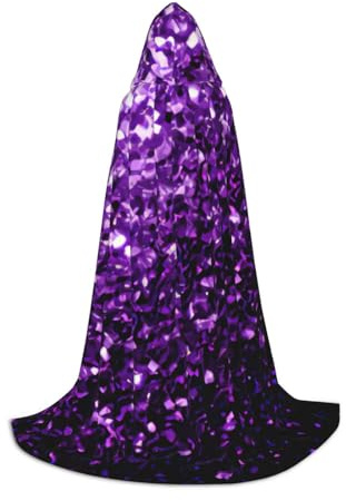 pvinnk Belle cape à capuche chaude violette à paillettes pour homme et femme pour carnaval, cosplay, costume de sorcière
