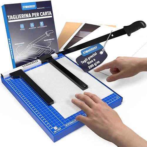 Taglierina A4 a leva compatta – Tagliacarte in metallo con accessori magnetici – Taglia carta, foto e cartone fino a 200 g/m² – Taglierina a leva per ufficio, scuola e artigianato