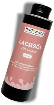 feed&meat Huile de saumon pour chiens et chats 250 ml - Huile de poisson 100 % pure riche en oméga 3 et 6 - Pour un pelage brillant, une peau saine et une alimentation barf