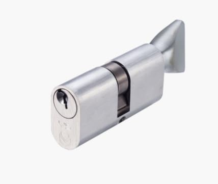 Kooples Hardware Satin Chrome V5 Euro Profile Double Cylinder Lock – 5-Pin Mechanism – Keyed Both Sides - Fixings Included (Oval - Keyed to Differ (E), 70mm)