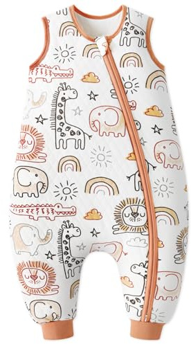 Yoofoss Saco de Dormir para Bébé con Pies de Invierno 2.5 TOG Algodón Súper Cálido Dormir Manta Envolvente para Unisex 80 cm Niñas Niños 18-24 Meses