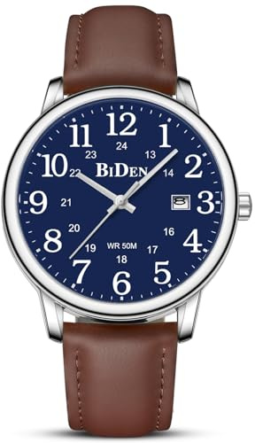 HANPOSH Montre Homme Montres analogique Quartz étanches pour Hommes Femmes | Bracelets en Cuir avec Date Grand Cadran numérique, faciles à Lire Montre-bracelet pour homme en acier inoxydable