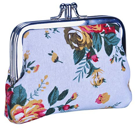 Rolin Roly Geldbörse Canvas Münzbörsen Täschchen Mädchen Mini Cute Schließe Leinwand Münze Beutel Double Layer Coin Purses Jewelry Pouch 12 x 9 cm (White)