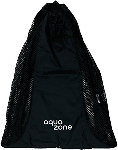 Bolsa de malla para natación, buceo, bolsas de entrenamiento de natación con cordón, mochila de red para equipos deportivos (negro, 23 x 18)
