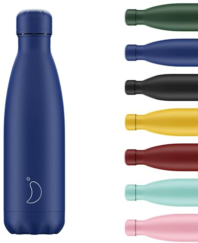 Chilly's Original Water Bottle - Vacuum Insulated Stainless Steel Water Bottle, Reusable Thermal Flask for Hot & Cold Drinks - Leak Proof, No Sweat - Matte - All Blue - 500ml
