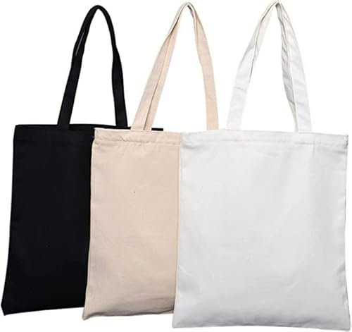 xutong 3Pcs Canvas Tote Bags Baumwolle Handtasche Waschbare wiederverwendbare Student Tote Bag Blank DIY Original Design Eco Bag, Lebensmittel Einkaufstasche, Geschenktaschen, Buch Taschen
