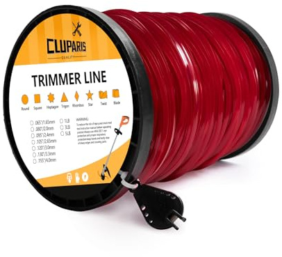 Cluparis 5-Pound Heavy Duty Square Trimmer Line .155-inch-by-492-ft Commercial String Trimmer Line in Spool, 0.155 Nylon Weed Eater String with Line Cutter, Red