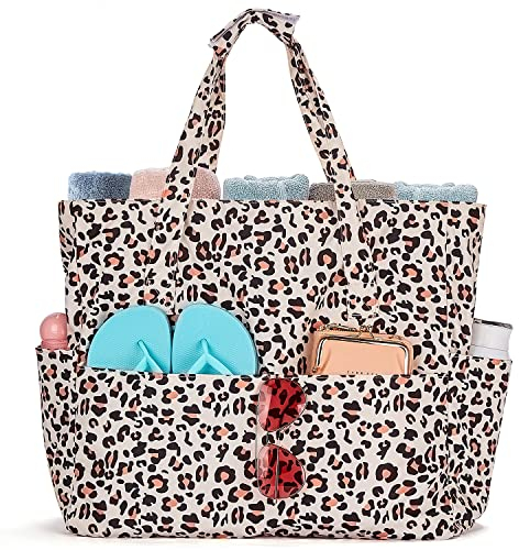 BISON DENIM Große Strandtasche Damen Umhängetasche Wasserdicht Sanddicht Leichte Strandtasche Schwimmbad Reisetasche und Reißverschluss
