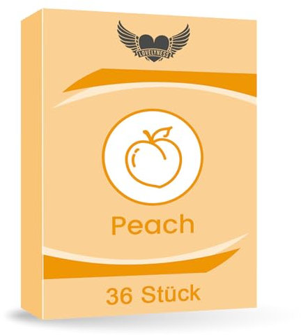 Preservativi aromatizzati con gusto pesca 52mm, 36 pezzi, extra sottili e umidi, con lubrificante per sesso anale, Lovelyness (36)