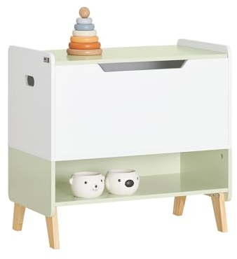 SoBuy KMB91-GR Kinder Spielzeugtruhe Spielzeugkiste mit Deckel Aufbewahrungsbox Mit Deckel Spielzeugbox Spielzeug Aufbewahrung Kinder Weiß-Grün BHT ca. 60x57x34cm