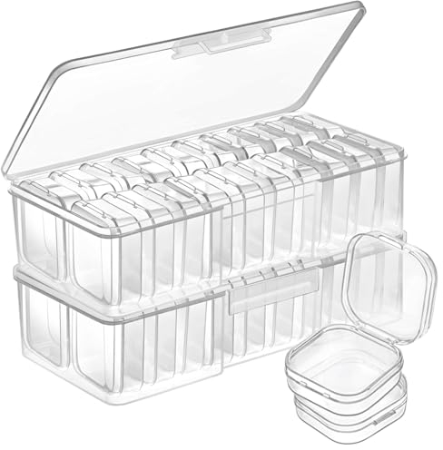 Qualsen 40 Stück Diamond Painting Aufbewahrungsbox, Diamond Painting Zubehör Boxen Mit Deckel, Mini Bügelperlen Aufbewahrung Sortierbox für Kleinteile, Nägel, Strass, Perlen, DIY Handwerk