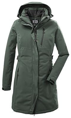 killtec Damen Funktionsparka/Parka mit abzippbarer Kapuze KOW 165 WMN PRK, grüngrau, 42, 37726-000, grün/grau