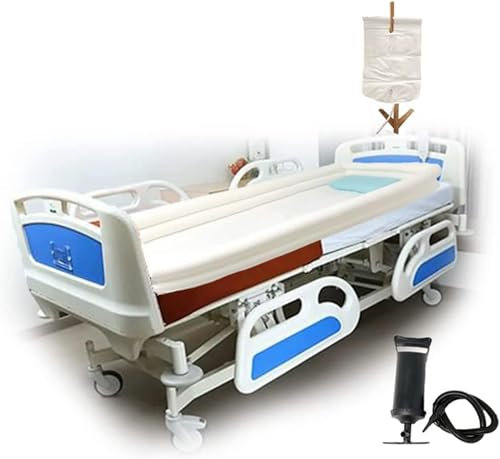 Medizinisches aufblasbares Duschbadewannenset Aufblasbares PVC Körperwaschbecken System mit Luftpumpe, Wassersack, Baden im Bett Hilfsmittel für Behinderte, ältere Menschen, einfaches Baden im Bett