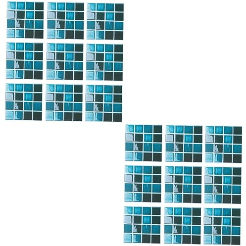 UPKOCH 2sets Decals Self Adhesive Emerald Green Removable Bathroom Mosaic Tile Stickers 15pcs*2
