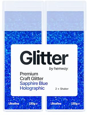 Hemway Craft Glitter Shaker Sapphire Blue Holographic 130g x2 Ultrafine