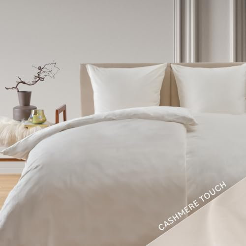 Blumtal Bettwäsche 135x200 cm Cashmere-Touch Plüsch 2er Set - Oeko-TEX zertifizierte Bettwäsche warm 135x200 2X + Kissenbezug 80x80 2X - Bettwäsche 135x200 Winter kuschelig - Plüsch-Bettwäsche Ivory