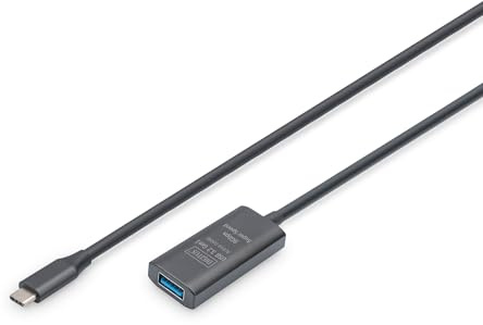 DIGITUS Aktives USB 3.2 Gen 1 Verlängerungskabel – 5 m – Bis zu 5 Gbit/s – Stromversorgung über USB – Schwarz