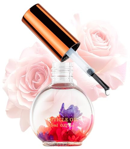 Cuticle Oil, Nail Oil Infused with Real Flowers, 15 ML Hydrates, Moisturizes, Strengthens, Repairs, Revitalizing for Nails Damage Dry Cuticle, Nail Treatment, Rose
