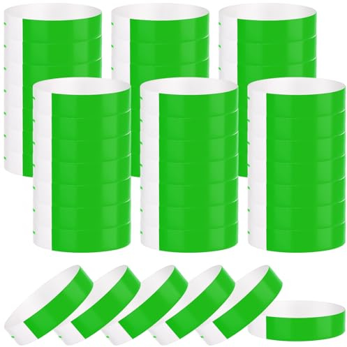 BOUBONI Confezione da 300 braccialetti in carta impermeabile per club, festival musicali, concerti, colore: verde