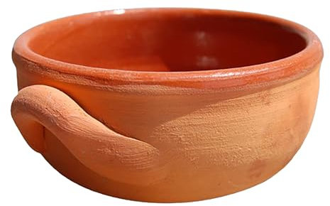 Tegame in Terracotta Semismaltato 15 cm – Mini Casseruola Artigianale per Cottura e Servizio – Fatta a Mano in Italia – Ideale per Porzioni Singole e Antipasti