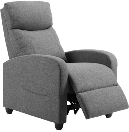 Sweetcrispy Recliner Chair Fabric Recliner Sofa No Massage, Home Theater Seating with Lumbar Support, Adjustable Push Back Overstuffed High-Density Sponge Reclining for Living Room, Slate Gray
