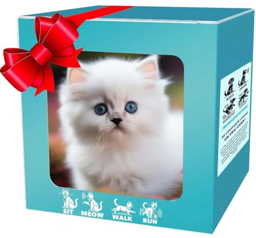 2026 Nouveau Mon Robot Chat Réaliste, Robot Chat Qui Agit comme De Vrais Chats, Jouet Animal Robotique Interactif en Peluche, Animal électrique Qui Marche Et Miaule B
