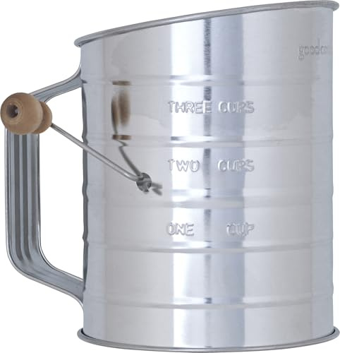 GoodCook Everyday Hand Crank Sifter with Wood Knob, 3 Cup Capacity