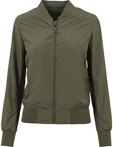 Build Your Brand Ladies Nylon Bomber Jacket Damenjacke Jacke Damen, Größe:L, Farbe:Olive