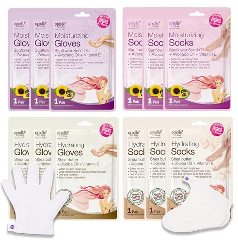 Epielle Hydrating Hand Masks for Dry Hands Spa Masks Hand Cream & Lotion | Shea butter + Jojoba Oil + Vitamin E | Intensive Treatment for Baby Soft Hands and Nails | Gift set for women, Spa Gift.